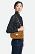 Suede Leather Bag Moon Noisette-.